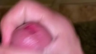 Edging my thick cock until I couldn’t hold it anymore! (Decent Cum Shot)