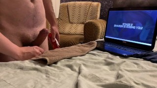 #44 Crazy edging and 30 sec post cum handjob. Wild hotwife Julia