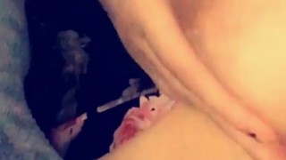 Teen plays with big natural tits in bed.