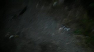 Butt naked outside peeing