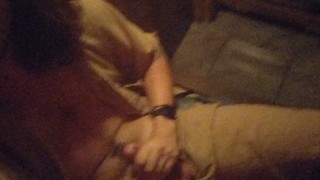 Jerking off and secretly Cumming at the Public Sauna Spa