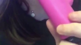Teasing a dildo 