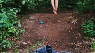 Naked in a forest