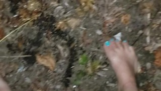 Girls Late Night Piss On Fence By Public Walkway