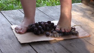 crush grapes with bare feet