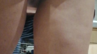 Upskirt no panties. German Milf at homework 