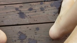Girl Distance Morning Pee On Steps In Public 