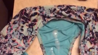Jerking off & cumming onto my wife’s Bikini bottoms where her pussy touches