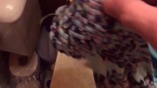Jerking off & cumming onto my wife’s Bikini bottoms where her pussy touches