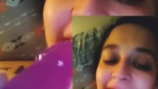 Playtime with spit and dildo