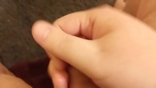 Fat boy jerks off his sloppy little cock 