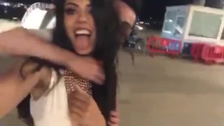 Katrina Moreno Shows huge tits in public in Ibiza 