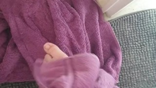 Drying my legs feet and ass after a shower at my friend's house