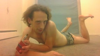 Adorable Transgirl Vaping Playing with Own Feet