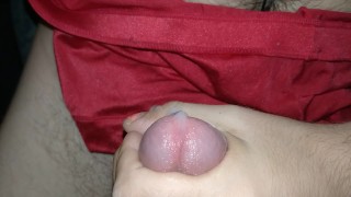 Cumming on red women's panties AGAIN