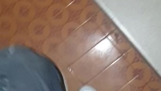 Public cumshot in the building