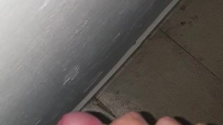 Public cumshot in the building