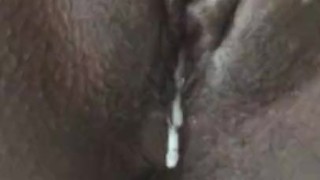 Tight Chocolate pussy drooling 