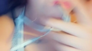Tattooed redhead smoking teaser 