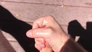 POV Cum in the Sun: jacking off with coconut oil 