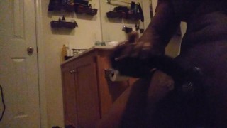 The lady loves to watch me stroke my thick dark dick with oil