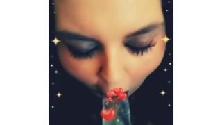 Latina BBW sucking dildo
