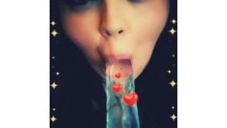 Latina BBW sucking dildo