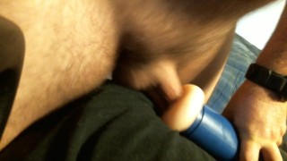 Fucking a Cyberskin pussy, with external cumshot. 