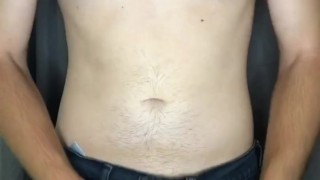 Hairy Teen Hunk Strips and Oils Muscles then CUMS Everywhere 