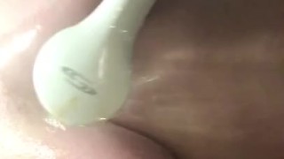 College girl cleans everything in the shower