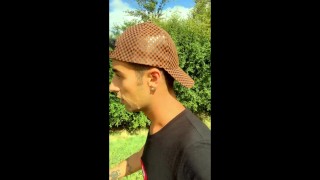 Boy walks with cum mess on face but he need to hide because someone comes