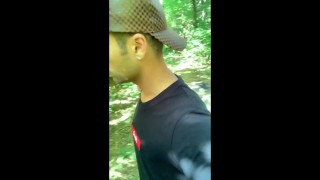 Boy walks with cum mess on face but he need to hide because someone comes