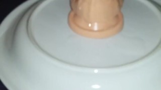 Wife takes big dick toy for the 1st time