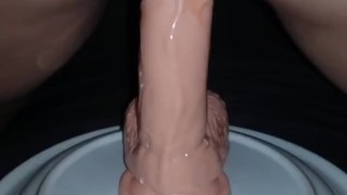 Wife takes big dick toy for the 1st time
