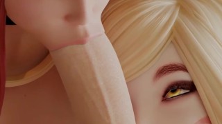 Ahri and Akali KDA Blowjob from League of Legends Animation with Sound