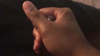 Jerking fat black cock