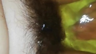 Thick hairy bush in the water. Hairy pussy fetish 