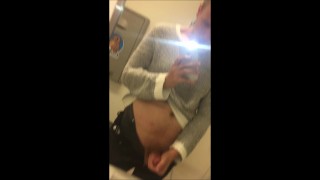 almost caught JERKING in the OFFICE BATHROOM!