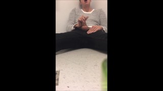 almost caught JERKING in the OFFICE BATHROOM!