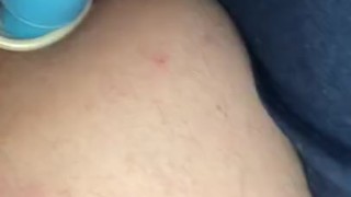 Jerks Off with Vibrator in Ass and TV on, while everybody is home