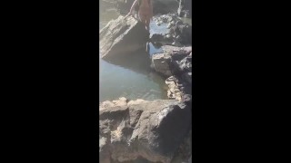 Risky Nude River Crossing & Swim