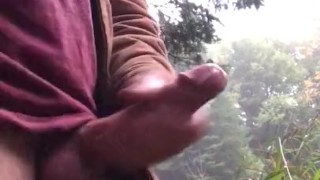 Solo male masturbating till cum outside 