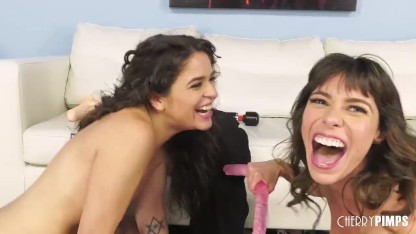 Pussy Eating Brunette Lesbians Masturbating With Hitachi and Sybian