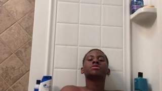Hung Teen uses Tight Pussy in bath