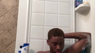 Hung Teen uses Tight Pussy in bath
