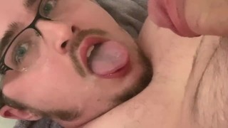 Solo Male Gargling His Own Cum & Piss! 