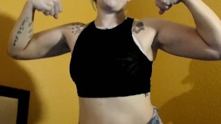 Flexing and showing off biceps for muscle pervs