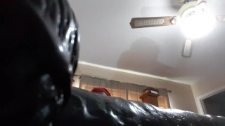 sitting on monster cock as it burst in my guts