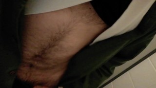 Hairy teen exhib in his school bathroom 