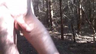 Walking in the woods and cumming